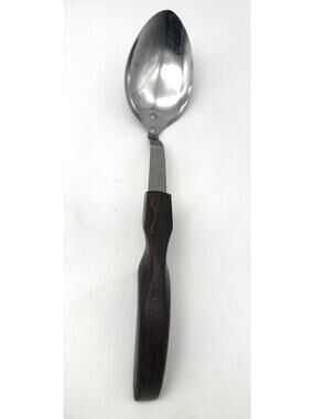 Vintage Cutco No. 12 Serving Spoon Brown Marble Swirl Handle Stainless Steel USA